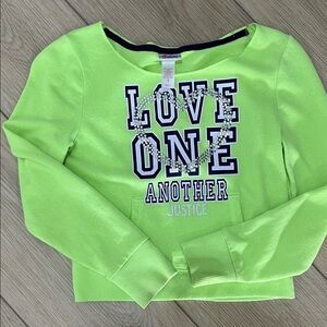 Justice Neon Green Love Girls Graphic Sweatshirt